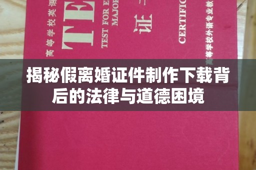 惠州揭秘假离婚证件制作下载背后的法律与道德困境